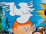 Detalle. Mural por la paz, de la Brigada Martha Machado en el Malecón de La Habana 